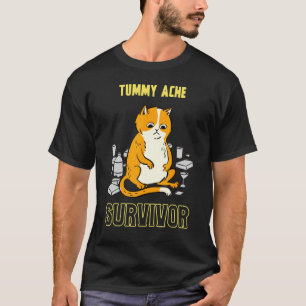 Camiseta Gato Pensador de Sobrevivência de Tummy Ache