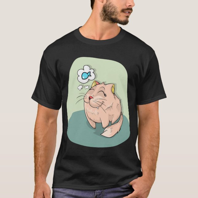 Camiseta Gato Pensando em Peixe (Frente)