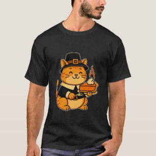 Camiseta Gato Peregrino Fofo Torta de Abóbora Outono Legal