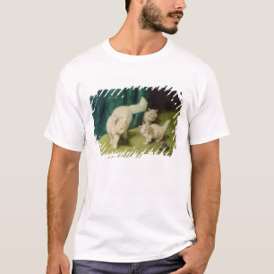 Camiseta Gato persa branco com dois gatinhos