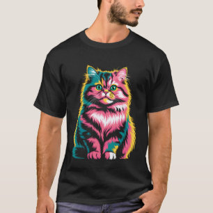 Camiseta Gato Persa Colorido Arte Pop