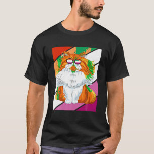 Camiseta Gato Persa com Bandeira LGBTQ Orgulhosa Lésbica Or