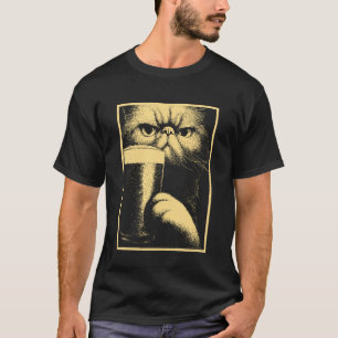 Camiseta Gato Persa com Humor de Bebida de Cerveja St Patri