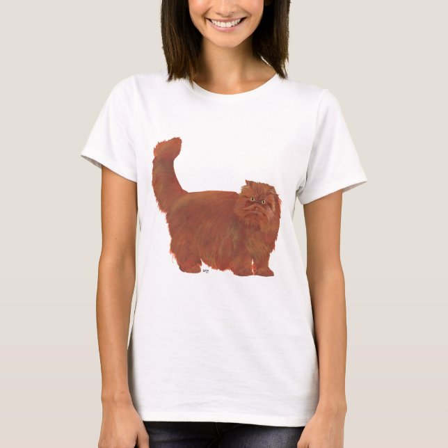 Camiseta Gato Persa de Cabelo Longo Vermelho (Frente)