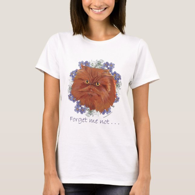 Camiseta Gato Persa de Cabelo Longo Vermelho (Frente)