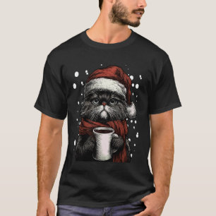 Camiseta Gato Persa de Natal Chapéu do Papai Noel Amante de