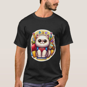Camiseta Gato Persa De Volta à Escola Meninos Meninas Estud