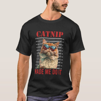 Camiseta Gato Persa Engraçado CATNIP ME FEZ FAZER ISSO Proc