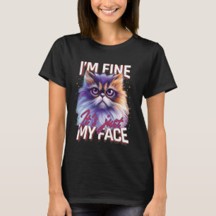 Camiseta Gato Persa Engraçado Estou BEM É SÓ O MEU ROSTO Pe