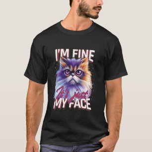 Camiseta Gato Persa Engraçado EU ESTOU BEM É SÓ MEU ROSTO P
