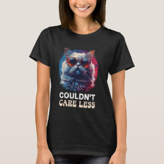 Camiseta Gato Persa Engraçado NÃO PODERIA IMPORTAR MENOS Co