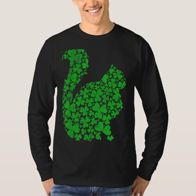Camiseta Gato Persa Engraçado Shamrock Persa Rua Patrick (Frente)