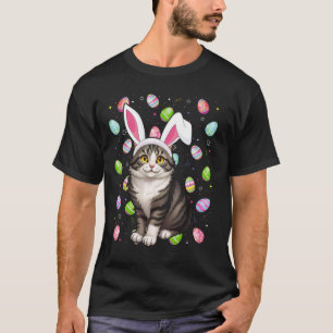 Camiseta Gato Persa Feliz Caça ao Ovo de Páscoa Orelha de C