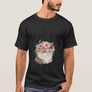 Camiseta Gato Persa Floral Persa e Gato Persa Abata Gato Pe