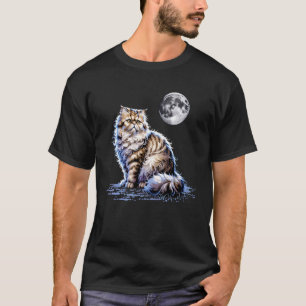 Camiseta Gato Persa Guardião Noturno do Telhado da Lua Chei