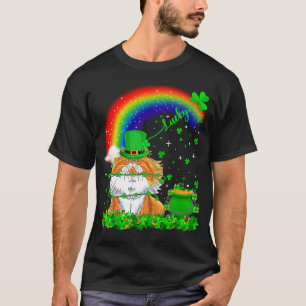 Camiseta Gato Persa Irlandês Shamrock Arco-íris Sortudo St