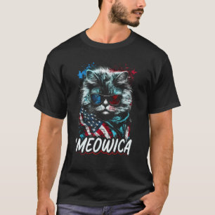 Camiseta Gato Persa Patriótico Merica, Meowica 4 de Julho