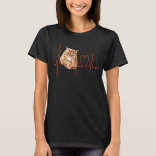 Camiseta Gato Persa Pulsação EKG Eu Amo Meus Gatos Persa