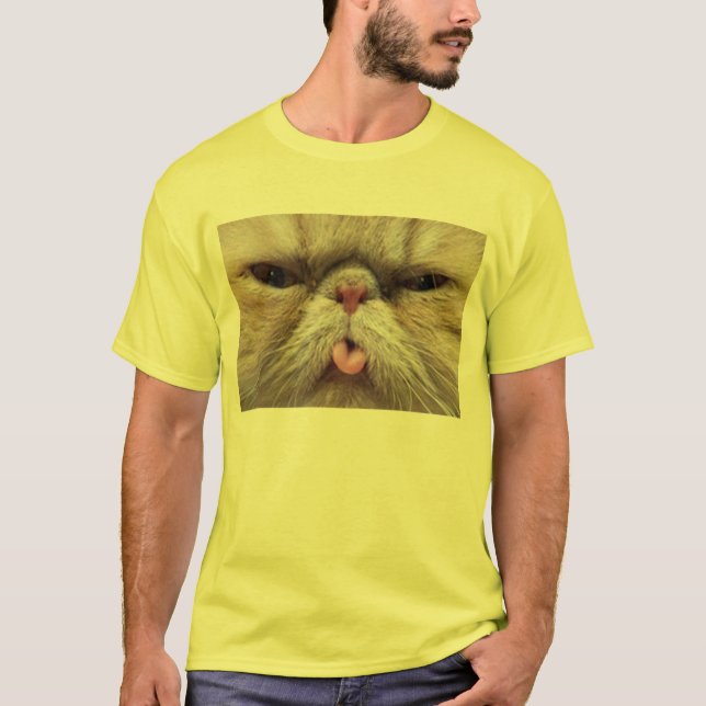 Camiseta Gato persa que cola a língua para fora (Frente)