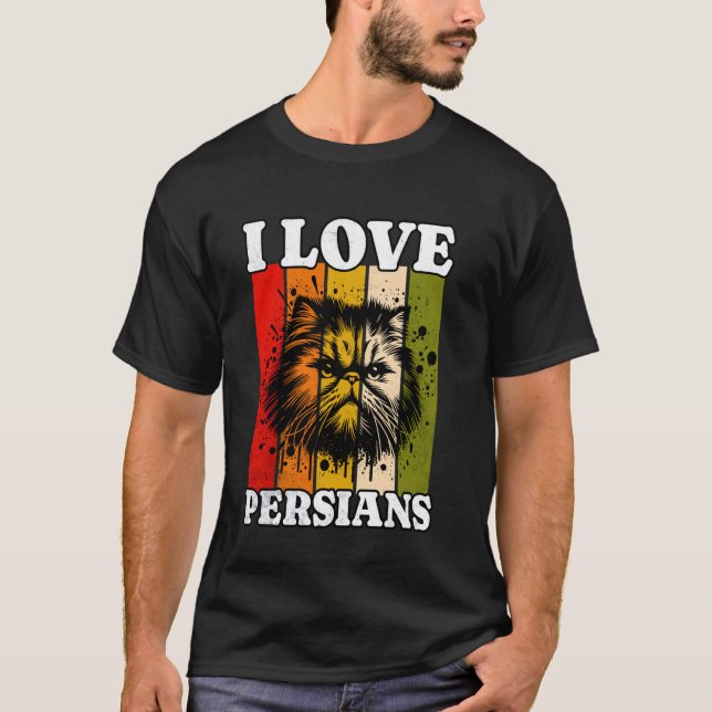Camiseta Gato Persa Retro Eu Amo Gato Persa (Frente)