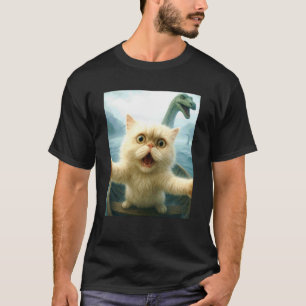 Camiseta Gato Persa Selfie Gato Perseguido Pelo Monstro do 