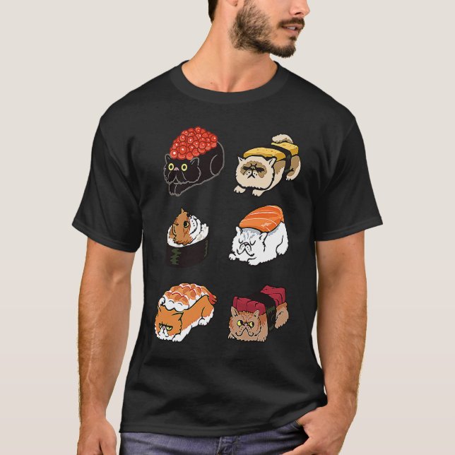CAMISETA GATO PERSA SUSHI PARA GATO (Frente)