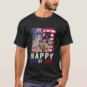 Camiseta Gato Persa Vermelho Branco Azul Fofo Patriótico Fe
