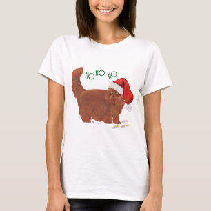 Camiseta Gato Persa Vermelho de Cabelo Comprido no Natal