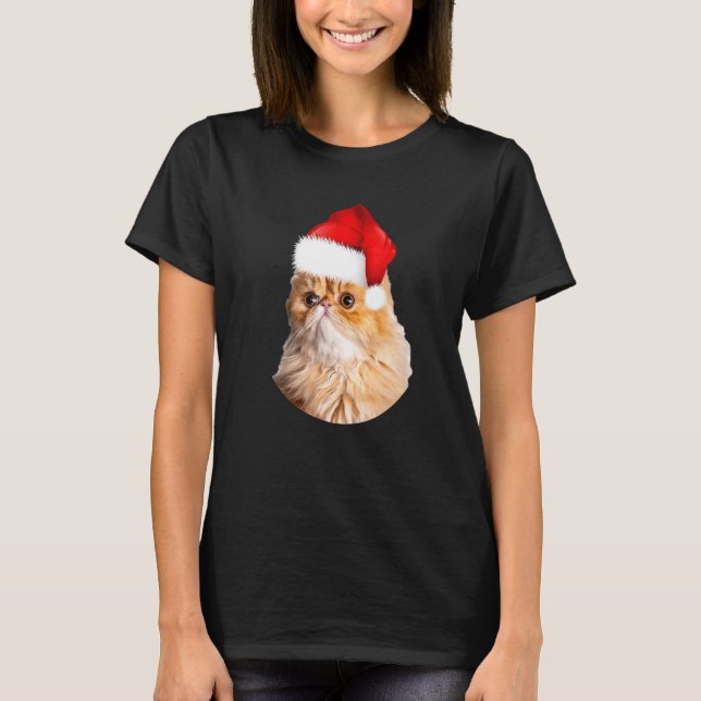 Camiseta Gato Pérsico de Natal Gato Gato Gato Gato Fofo (Frente)