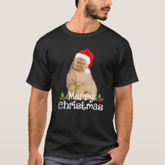 Camiseta Gato Pérsico de Natal Grito Xmas Santa Hat Tree Li