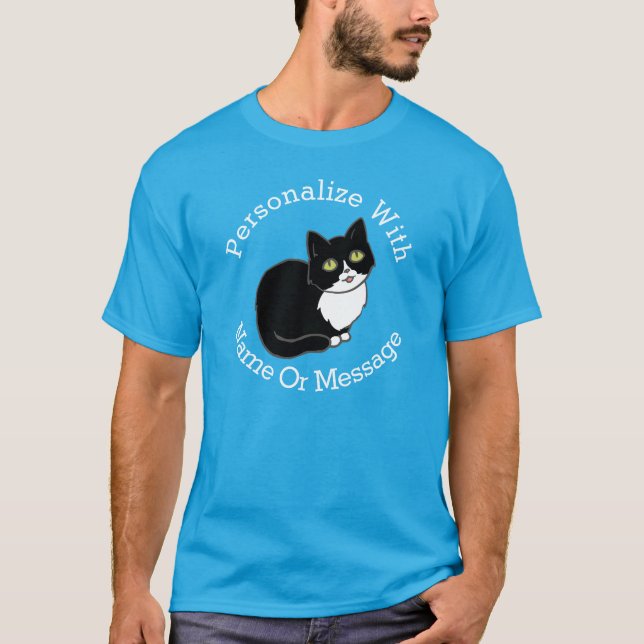 Camiseta Gato PERSONALIZADO do smoking de Tuxie (Frente)