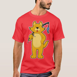Camiseta Gato Pescando com vara de pescar Peixe