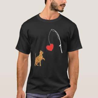 Camiseta Gato Pescando Coração Dia dos Namorados Gatinho Ki
