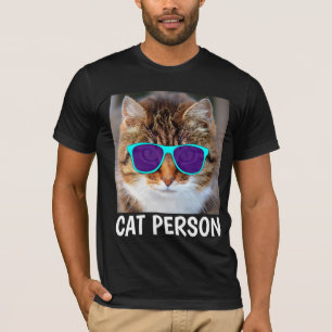 Camiseta GATO PESSOA, Gato Engraçado com óculos de sol T-sh