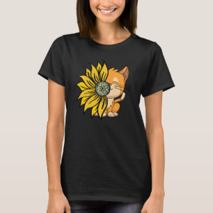 Camiseta Gato Pessoa Sunshine Animal de girassol
