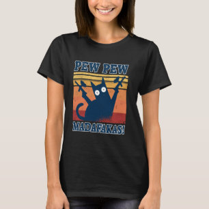 Camiseta Gato Pew Pew Madafakas Arma de Paintball de Gato L