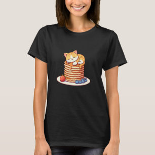 Camiseta Gato Pilha de Panqueca Presentes para Amantes de G