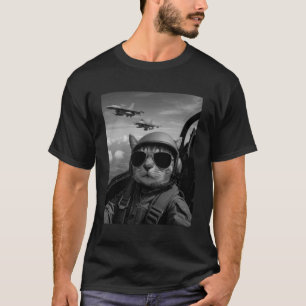 Camiseta Gato Piloto Legal Selfie Aviões de Combate Humor G