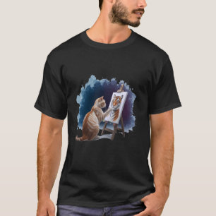 Camiseta Gato Pintura Leão Artístico Amante de Animais