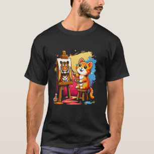 Camiseta Gato Pintura Leão Desenho Animal Arte Abstrata Dor