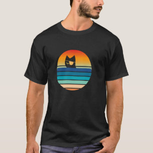 Camiseta gato pirata capitão patch de olho de gatinho mar