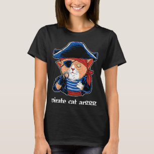 Camiseta Gato Pirata Caveira Ossos Cruzados Fala Como Um Ga