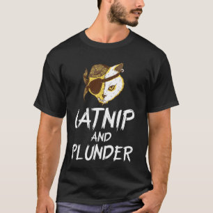 Camiseta Gato Pirata do Dia das Bruxas Kitten Caveiras Osso