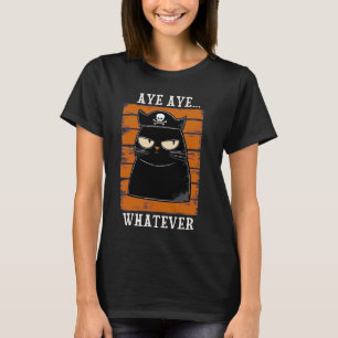 Camiseta Gato Pirata Engraçado Aye Aye Qualquer Coisa Gato 