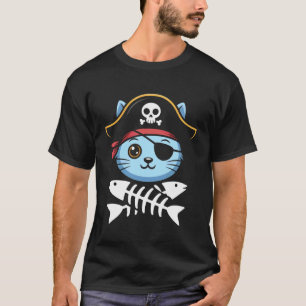 Camiseta Gato Pirata Esqueleto Freeboater Embarcação Capitã
