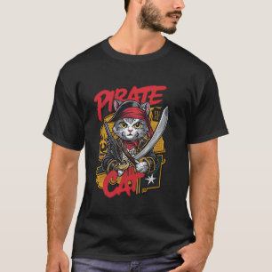 Camiseta Gato Pirata Halloween Gato Jolly Roger Gato Engraç