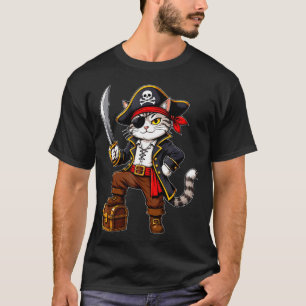 Camiseta Gato pirata lindo traje de halloween gráfico engra