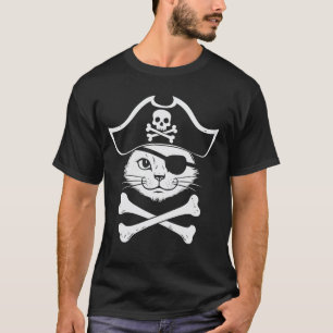Camiseta Gato Pirata Ossos Cruzados Amante de Gatos Dono de
