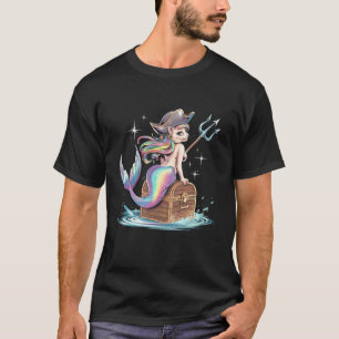 Camiseta Gato Pirata Sereia de Halloween Engraçado Homens M