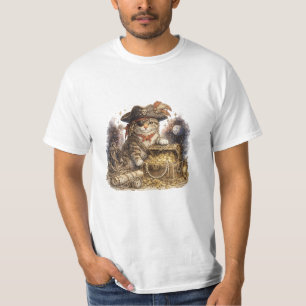 Camiseta Gato Pirata Vintage com Cofre do Tesouro